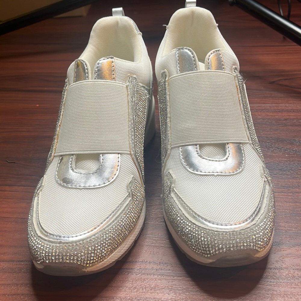 INC white bling sneakers